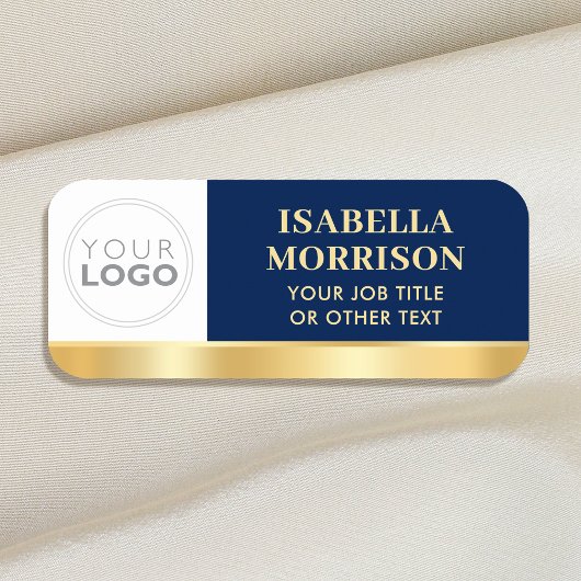 Porte-nom Logo d'employé personnalisé Navy Or Magnétique ou