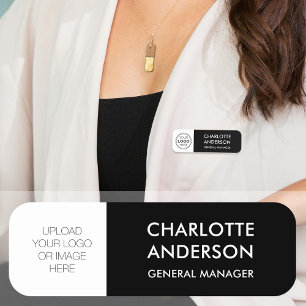 Porte-nom Logo d'employé personnalisé noir blanc magnétique