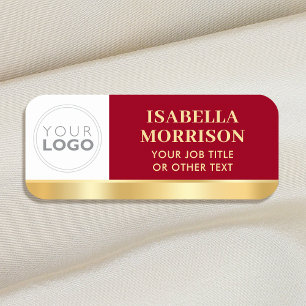 Porte-nom Logo d'employé personnalisé Rouge Or Magnétique ou