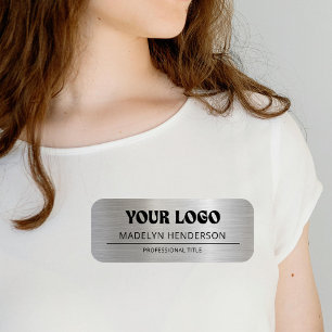 Porte-nom Logo d'entreprise de marque argent métallique empl