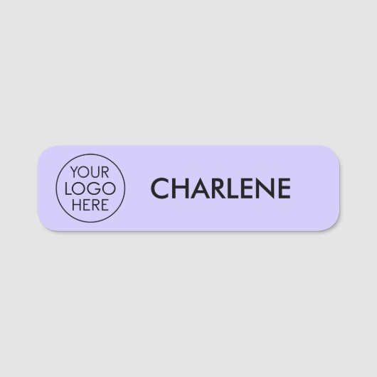 Porte-nom Logo d'entreprise | Employé léger pourpre (Devant)