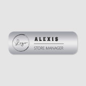 Porte-nom Logo d'entreprise Faux Silver Retro Company (Devant)