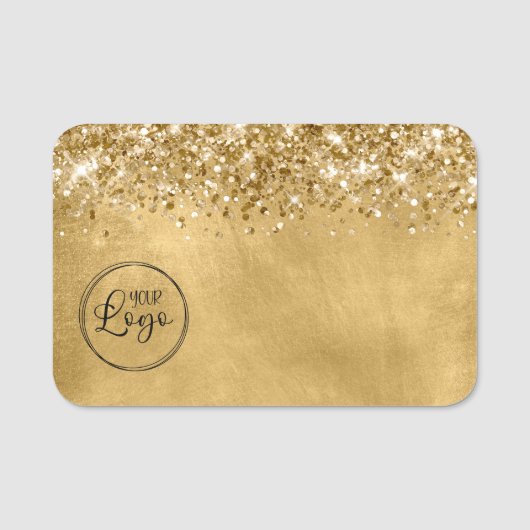 Porte-nom Logo d'entreprise Glittery Gold (Devant)