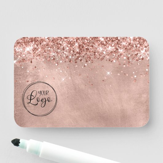 Porte-nom Logo d'entreprise Gold Rose Glittery (En situation)