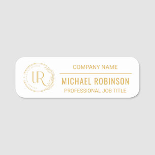 Porte-nom Logo d'entreprise Gold Script Professionnel Employ