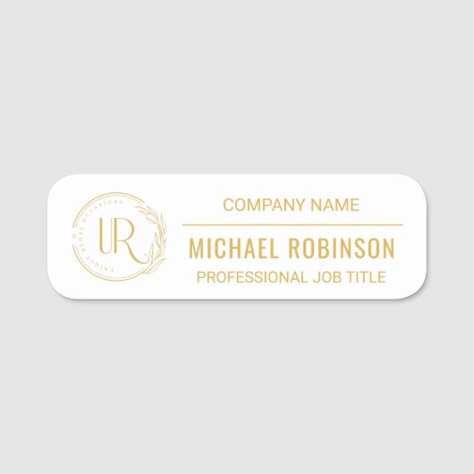 Porte-nom Logo d'entreprise Gold Script Professionnel Employ (Devant)