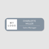 Porte-nom Logo d'entreprise gris employé moderne (Devant)