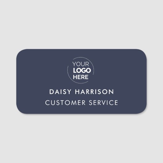 Porte-nom Logo d'entreprise | Marine Blue Moderne Employé (Devant)