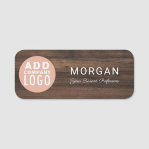 Porte-nom Logo d'entreprise moderne aspect bois rustique Emp