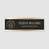 Porte-nom Logo d'entreprise moderne Black Gold (Devant)