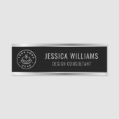 Porte-nom Logo d'entreprise moderne Black Silver (Devant)