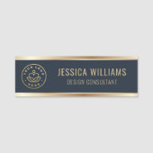 Porte-nom Logo d'entreprise moderne Blue Gold (Devant)