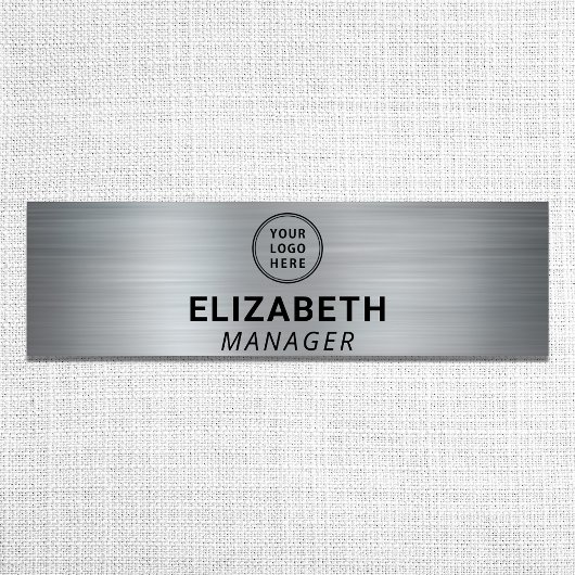 Porte-nom Logo d'entreprise moderne brossé argent