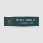Porte-nom Logo d'entreprise moderne Green Silver (Devant)