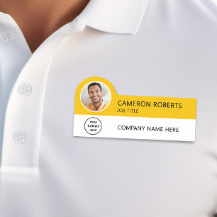 Porte-nom Logo d'entreprise moderne jaune Photo Employé
