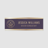 Porte-nom Logo d'entreprise moderne Purple Gold (Devant)