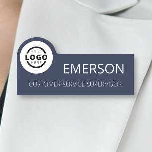 Porte-nom Logo d'entreprise personnalisé Bleu de base employ