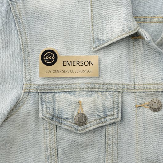 Porte-nom Logo d'entreprise personnalisé Nom de l'employé Or (En situation)