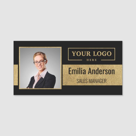 Porte-nom Logo d'entreprise personnalisé Photo d'employé d'e (Devant)