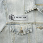 Porte-nom Logo d'entreprise rond ID employé Faux Metal Argen (En situation)