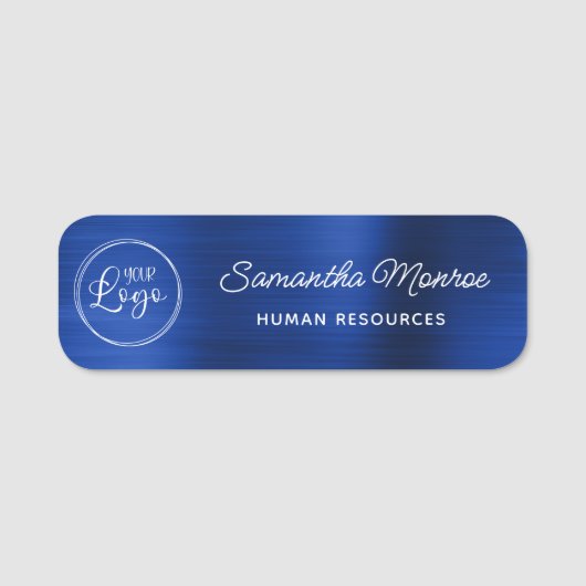 Porte-nom Logo d'entreprise Royal Navy Blue Foil (Devant)