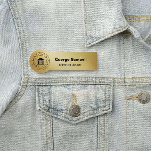 Porte-nom Logo d'entreprise simple | Name | Désignation (En situation)