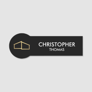 Porte-nom Logo d'habitation moderne Immobilier, Realtor Noir