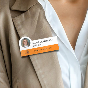 Porte-nom Logo d'ID photo personnalisé Moderne Orange Simple