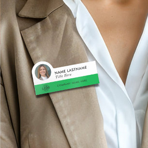 Porte-nom Logo d'ID photo personnalisé Vert moderne Employé 