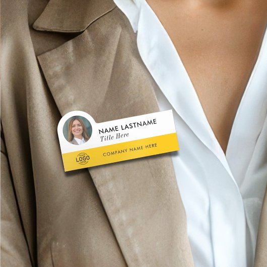 Porte-nom Logo d'identification photo moderne Jaune simple E