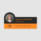 Porte-nom Logo d'identification photo moderne Orange noir em (Devant)