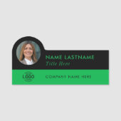 Porte-nom Logo d'identification photo moderne vert noir empl (Devant)