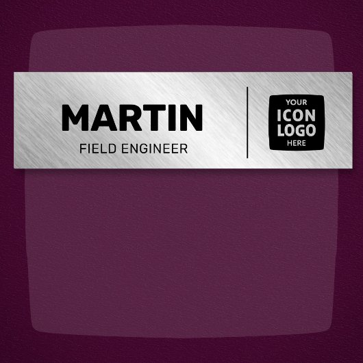 Porte-nom Logo du prénom en argent brossé ID de l'employé