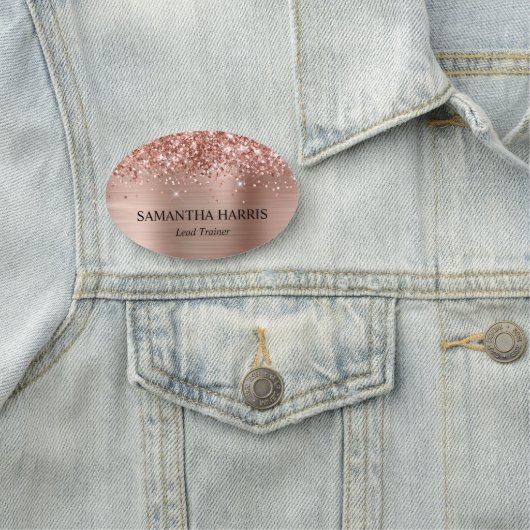 Porte-nom Logo du rectangle à huile or Rose (En situation)