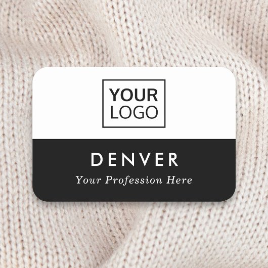 Porte-nom Logo du titre de prénom noir et blanc ou toute cou