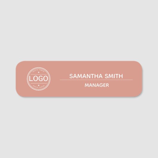 Porte-nom Logo Employé Entreprise Boho Peach (Devant)