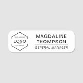 Porte-nom Logo Employé Titre du travail Noir Blanc (Devant)