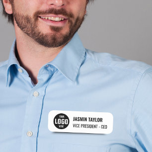 Porte-nom Logo et titre de travail personnalisables Minima
