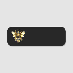 Porte-nom Logo Faux Gold Foil Bee Polygonal sur Noir