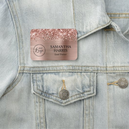 Porte-nom Logo Gold Foil Rose (En situation)