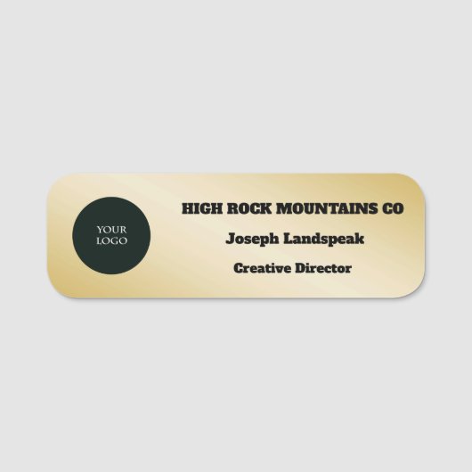 Porte-nom Logo Gold Metallic Business Employé (Devant)