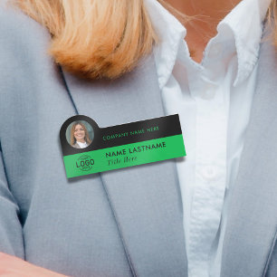 Porte-nom Logo ID photo stylish Simple Green Black Business