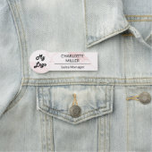 Porte-nom Logo magnétique de l'employé en marbre rose (En situation)