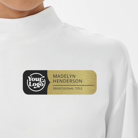 Porte-nom Logo magnétique de l'employé en métal noir