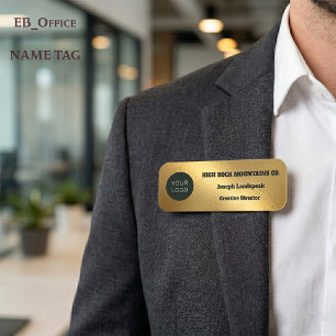 Porte-nom Logo métallisé doré pour employé d'entreprise