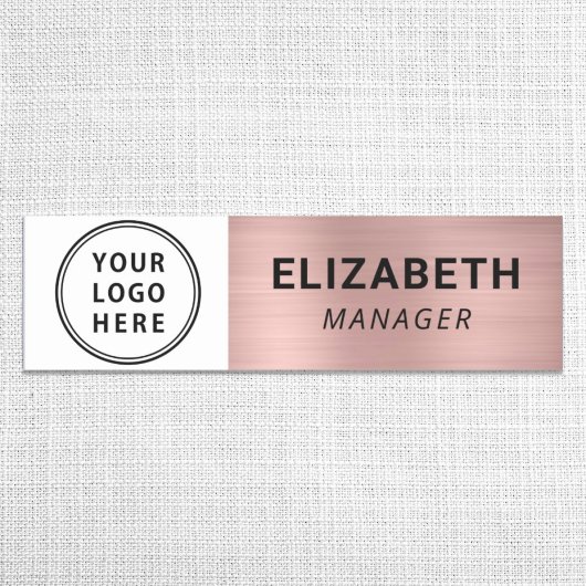 Porte-nom Logo Moderne en Or Rose