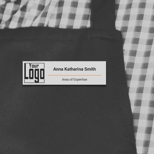 Porte-nom Logo Moderne Expertise Classique Gris Noir Orange