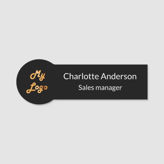 Porte-nom Logo noir blanc de l'entreprise employé (Devant)