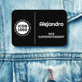 Porte-nom Logo Noir Blanc Minimal ID Employé