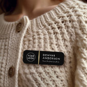 Porte-nom Logo, nom et titre classe noir diviseur doré